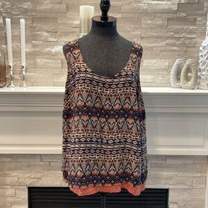 Lucy & Laurel Size 2X Sleeveless 100% Rayon Geometric Summer Top Size 1X